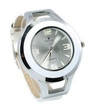Cannes Fashion Dress Silver Tone & White 40mm Bezel