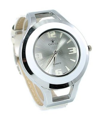 Cannes Fashion Dress Silver Tone & White 40mm Bezel