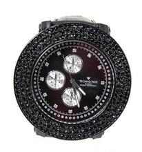 Clubbing 3row Black Cz 60mm Bezel Black Divers Strap with Bullets