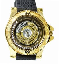 Diamond Gold Tone Motorsports Turbine 54mm Case Black Sports Strap