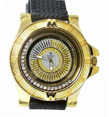 Diamond Gold Tone Motorsports Turbine 54mm Case Black Sports Strap