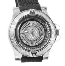 Diamond Silver Tone Motorsports Turbine 54mm Case Black Sports Strap