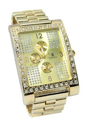 Dress Big Rectangle Gold Tone 57.5x39mm Bezel