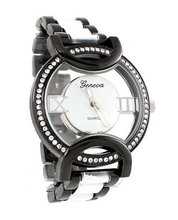 Geneva Ladies 42mm Cz Bezel Metal Link Bracelet