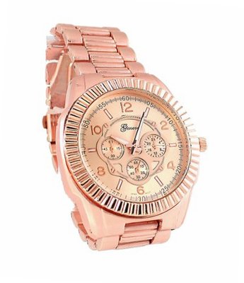 Geneva Rose Gold Tone 48mm Case Metal Link Bracelet