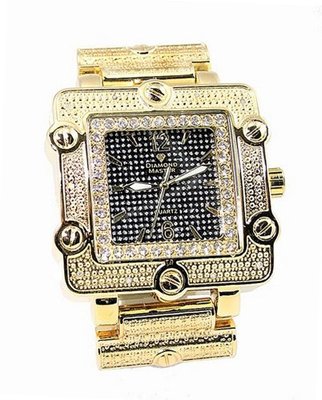 Gold Tone Retro Diamond Accent 51x51mm Case By Bargain-Diamonds