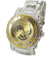 Heavy Big Steel Tone Sports 63mm Bezel 8" Link Bracelet