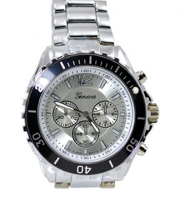Heavy Steel Tone Sports 50mm Bezel 8" Link Bracelet