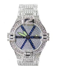 Hip Hop Ice Out Clubbing 58mm Crystal Bezel Textured Link Bracelet