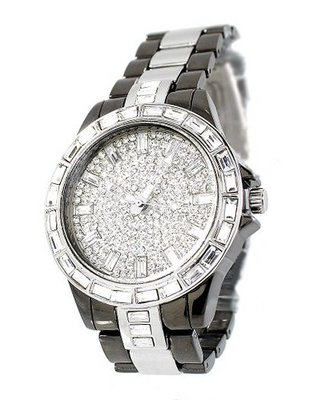 Hip Hop Ice Out Clubbing 62mm Crystal Bezel 2 Tone Link Bracelet