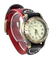 Ladies Casual 40mm Case Red & Black Leather Strap