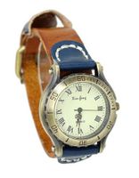 Ladies Casual 40mm Case Tan & Blue Leather Strap