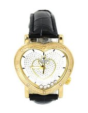 Ladies Diamond Heart Dress Gold Tone Finish 40x37mm Bezel