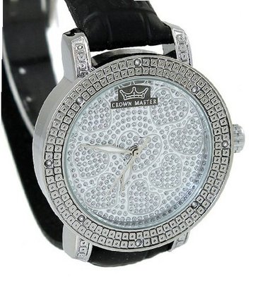 Ladies Heart Silver Tone 37mm Diamond Accent