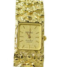 Lucien Piccard Gold Tone Nugget Ladies Dress 20mm Bezel