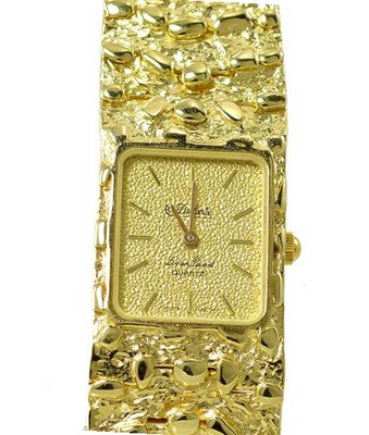 Lucien Piccard Gold Tone Nugget Ladies Dress 20mm Bezel