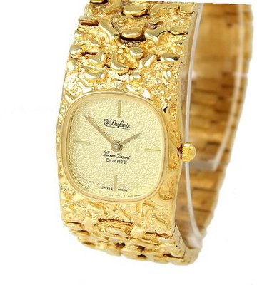 Lucien Piccard Gold Tone Nugget Ladies Dress 23mm Bezel