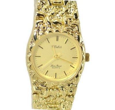 Lucien Piccard Gold Tone Nugget Ladies Dress 24mm Bezel