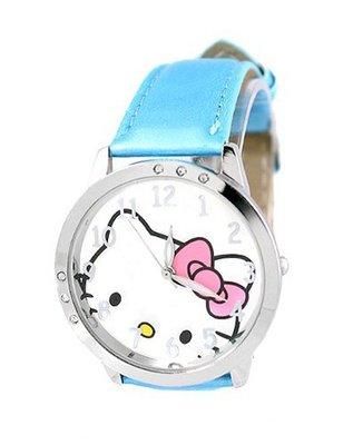 Silver Tone Helloo Hi Kitty 39.5mm Bezel . Blue Strap