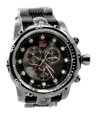 Sports Casual Big Heavy Gunmetal Black Tone Block Case 63mm Bezel