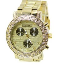 Techno Ice Big Gold Tone 50mm Cz Ice Out Bezel 9.5" Link Bracelet