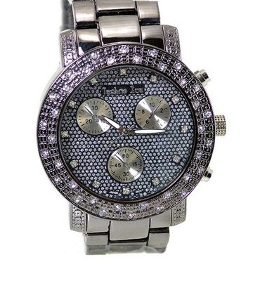 Techno Ice Gunmetal 50mm Cz Ice Out Bezel 9" Link Bracelet