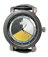 Tri Color Dial Gunmetal Black Diamond Accent Bling Dress