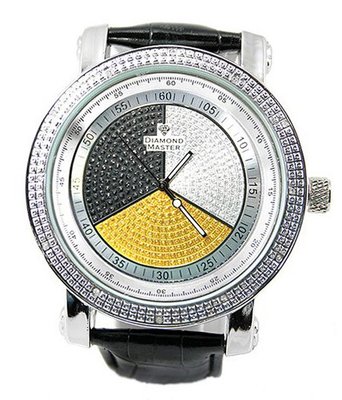 Tri Color Dial Silver Tone Diamond Accent Bling Dress