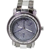 uBargain-Jewelry Big Wrist Gunmetal 67mm White Crystal Bezel Link Bracelet 