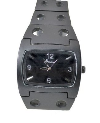 uBargain-Jewelry Black Tank Designer Styling 44mm Bezel Link Bracelet 