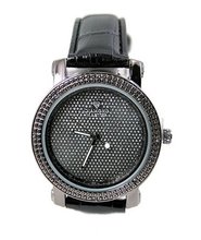 uBargain-Jewelry Ladies Dress Diamond Accent Gunmetal Black Finish 38mm Bezel 