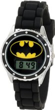 Batman Kids' BAT4045 Black Rubber Strap With Batman Logo Face