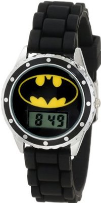 Batman Kids' BAT4045 Black Rubber Strap With Batman Logo Face