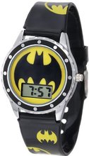 Batman Kids' BAT4068 Black Silicone Printed Batman Logo Strap