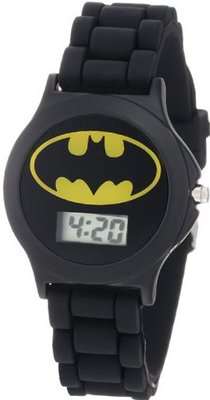 Batman Kids' BAT4072 Black Rubber Batman Logo Strap