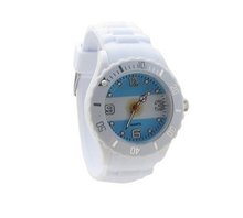 Argentina Flag White Silicone Band