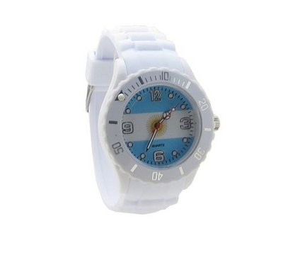 Argentina Flag White Silicone Band