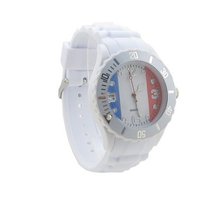 France Flag White Silicone Band