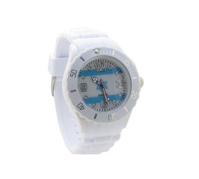 Israel Flag White Silicone Band