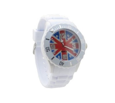 United Kingdom Flag White Silicone Band