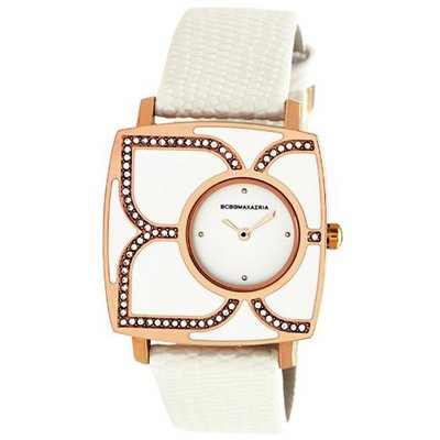 BCBGMaxAzria BG6402 Icon Voyage White Rose Bezel Analog Stones