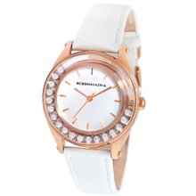 BCBGMAXAZRIA BG6417 Essentials Floating Stone Bezel White Strap
