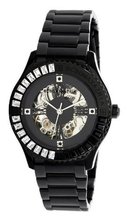 BCBGMAXAZRIA BG8255 Analog Vintage Silver Black Skeleton Dial