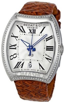 Bedat No 3 Opaline Guilloche Dial Brown Alligator Strap Automatic Ladies 315-020-100