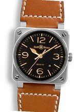 Bell and Ross Aviation Gold Heritage Black Dial Leather BR0392-GOLD-HER