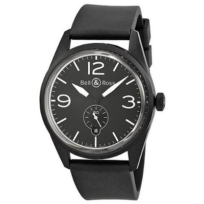 Bell and Ross Aviation Original Carbon Black Dial Black Rubber BLRBR123-BL-CB