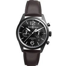 Bell and Ross Black Dial Chronograph Brown Leather Automatic BRV126-BL-CA-SCA