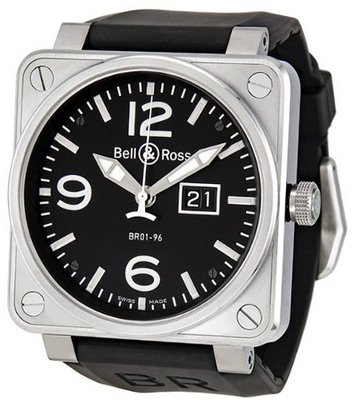 Bell and Ross Grande Date Black Dial Black Rubber BR0196-BL-ST