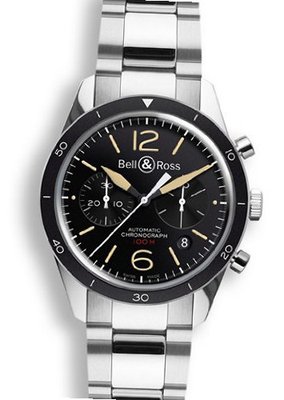 Bell and Ross Heritage Sport Black Dial Steel BR126-HER-ST