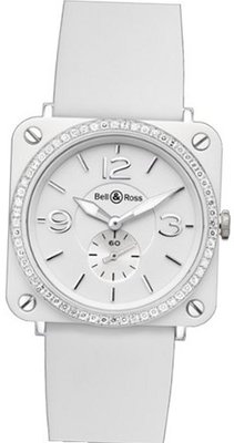 Bell & Ross Aviation Quartz Ladies Brs-White-Ceramic-Diamond